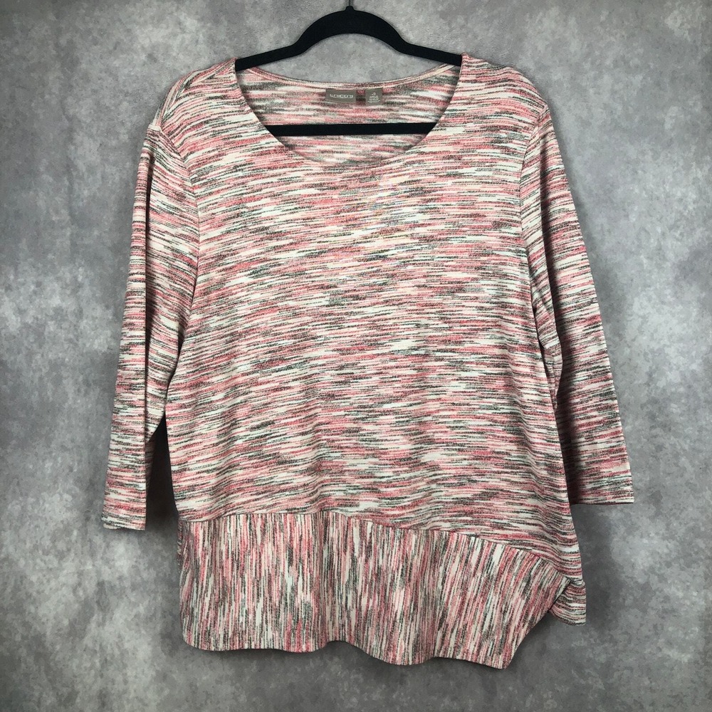 Chico's Shirt Women 3 XL Top Asymmetrical Multicolor Casual Comfort Stretch Boho